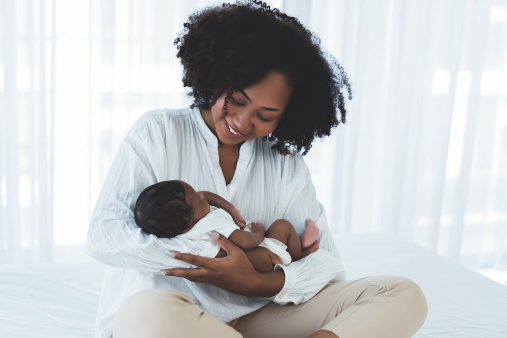 Woman holding a baby