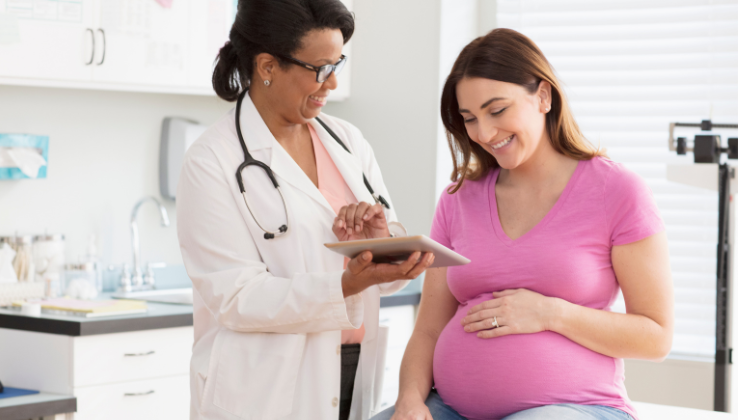 Pregnant woman at a doctor's appointment