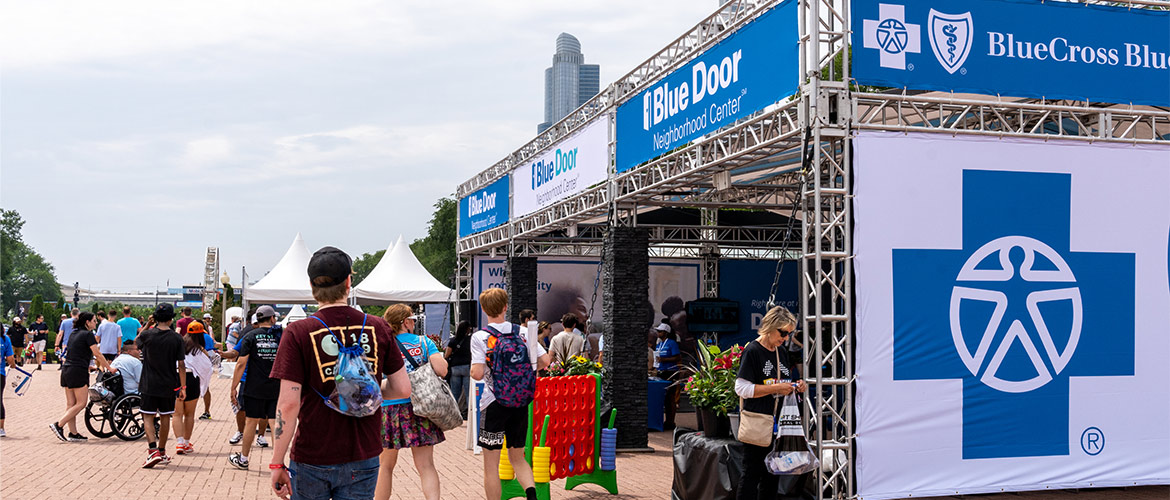 Popup Blue Door Neighborhood Center near Buckingham Fountain at the NASCAR Chicago Street Race