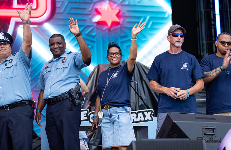 Hometown Heroes honored during NASCAR Chicago Street Race Weekend are introduced to the crowd