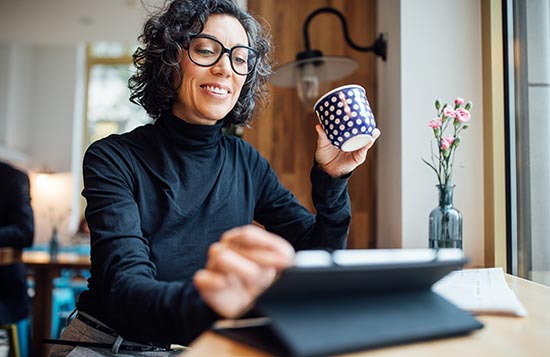 woman on tablet