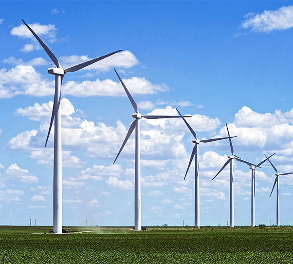 Turbinas eólicas en campo verde