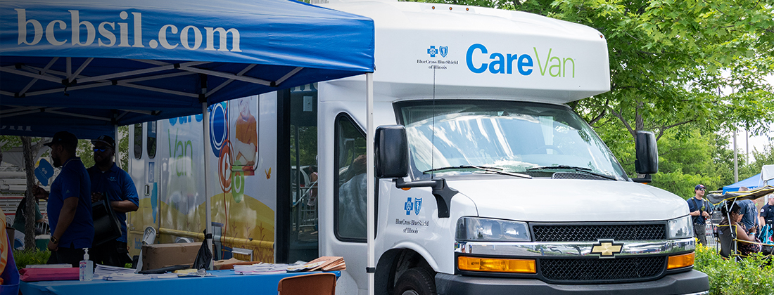 Care Van® parked at block party event for vaccinations and health screenings