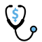 Icon of a stethoscope with a dollar sign