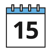 Calendar depicting the 15th date icon
