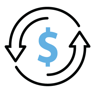 Dollar sign with circling arrows icon