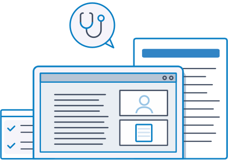 Ilustración de recursos de BCBSIL para comunicarse con el médico en línea