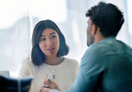 two people talking